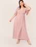 Plus Pleated Sleeve Wrap Maxi Dress