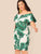 Plus Tropical Print Flounce Foldover Bardot Dress