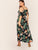 Plus Cold Shoulder Split Thigh Wrap Belted Tropical Dress