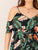  Plus Cold Shoulder Split Thigh Wrap Belted Tropical Dress