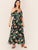  Plus Cold Shoulder Split Thigh Wrap Belted Tropical Dress