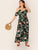  Plus Cold Shoulder Split Thigh Wrap Belted Tropical Dress