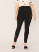 Plus High Waist Embroidery Appliques Leggings