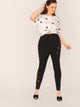 Plus High Waist Embroidery Appliques Leggings