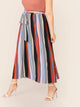 SHEIN Plus Colorful Striped Self Belted Skirt