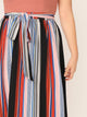 SHEIN Plus Colorful Striped Self Belted Skirt