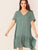  Plus Ruffle Cuff Button Front Flippy Hem Dress