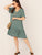 Plus Ruffle Cuff Button Front Flippy Hem Dress