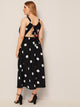 Plus Polka Dot Tie Back Flared Slip Dress