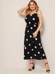 Plus Polka Dot Tie Back Flared Slip Dress