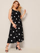 Plus Polka Dot Tie Back Flared Slip Dress