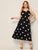 Plus Polka Dot Tie Back Flared Slip Dress