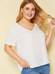 Plus V-neck Button Detail Top