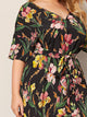 Plus Botanical Print Ruffle Hem Belted Dress