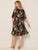 Plus Botanical Print Ruffle Hem Belted Dress