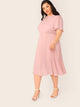  Plus Flutter Sleeve Peekaboo Pleated Dress