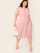  Plus Flutter Sleeve Peekaboo Pleated Dress