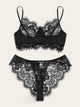 Plus Floral Lace Scallop Trim Lingerie Set