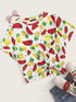 Plus Watermelon and Pineapple Print Top