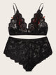 Plus Applique Floral Lace Lingerie Set