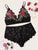 Plus Applique Floral Lace Lingerie Set