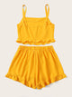  Plus Ruffle Hem Top & Knot Side Shorts Set