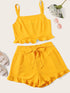  Plus Ruffle Hem Top & Knot Side Shorts Set