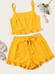  Plus Ruffle Hem Top & Knot Side Shorts Set