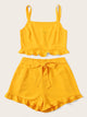  Plus Ruffle Hem Top & Knot Side Shorts Set