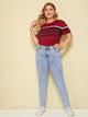 Plus Space Dye Button Waist Jeans