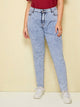 Plus Space Dye Button Waist Jeans