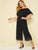 Plus Knot Cuff Contrast Lace Hem Off Shoulder Jumpsuit