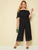 Plus Knot Cuff Contrast Lace Hem Off Shoulder Jumpsuit