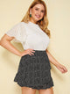 Plus Dalmatian Print Ruffle Trim Skirt