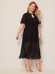 Plus Flutter Sleeve Cut-out Front Lace Trim Dress