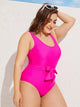 Plus Neon Pink Knot One Piece Swimwear