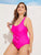 Plus Neon Pink Knot One Piece Swimwear