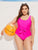 Plus Neon Pink Knot One Piece Swimwear