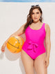 Plus Neon Pink Knot One Piece Swimwear