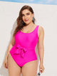 Plus Neon Pink Knot One Piece Swimwear