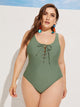 Plus Lace Up One Piece Swimwear