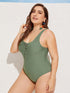 Plus Lace Up One Piece Swimwear