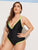 Plus Contrast Binding Criss Cross One Piece Swimwear