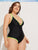 Plus Contrast Binding Criss Cross One Piece Swimwear