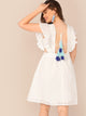  Plus Tassel Tied Open Back Schiffy Dress