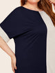 Plus Two Tone Heathered Knit Panel Dress