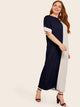 Plus Two Tone Heathered Knit Panel Dress