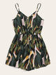 Plus Jungle Leaf Print Cami Romper