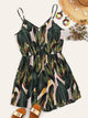 Plus Jungle Leaf Print Cami Romper