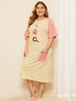 Plus Cartoon Print Pocket Front Night Dress